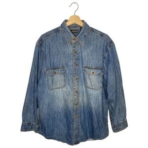 St. Johns Bay Denim Jean Button Up Shirt Medium